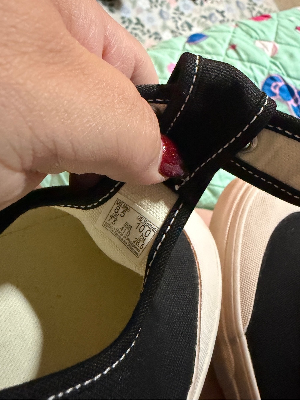 Vans Black Canvas Mary Jane with White Sole and Stitching - Picture 2 of 3